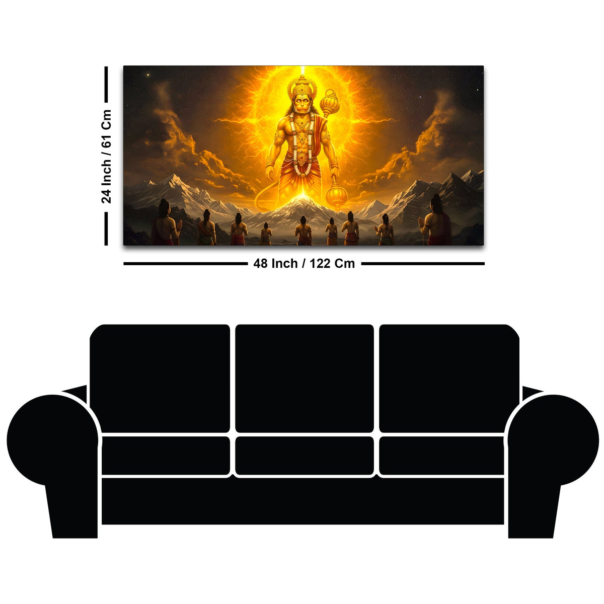 Divine Hanuman Ji Canvas Painting for Living Room & Pooja