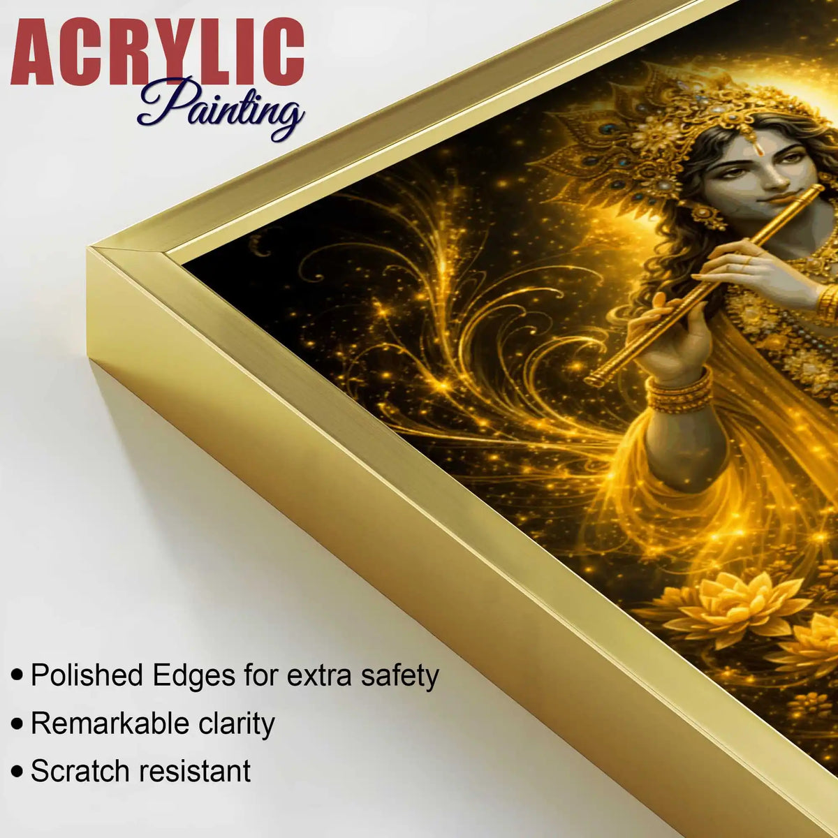 Divine Indian Krishna with Royal Peacock Acrylic Painting Set of 3