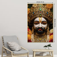 Divine Khatu Shyam Ji Canvas Painting | Royal Spiritual Wall Decor Artwork