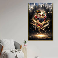 Divine Krishna Face with Flute Floating Frame Crystal Wall Painting