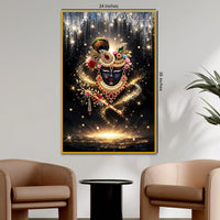 Divine Krishna Face with Flute Floating Frame Crystal Wall Painting