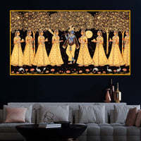 Divine Krishna Raas Scene Crystal Glass Wall Painting