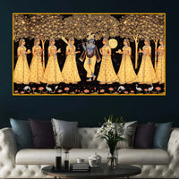 Divine Krishna Raas Scene Crystal Glass Wall Painting