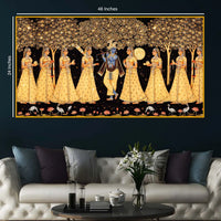 Divine Krishna Raas Scene Crystal Glass Wall Painting