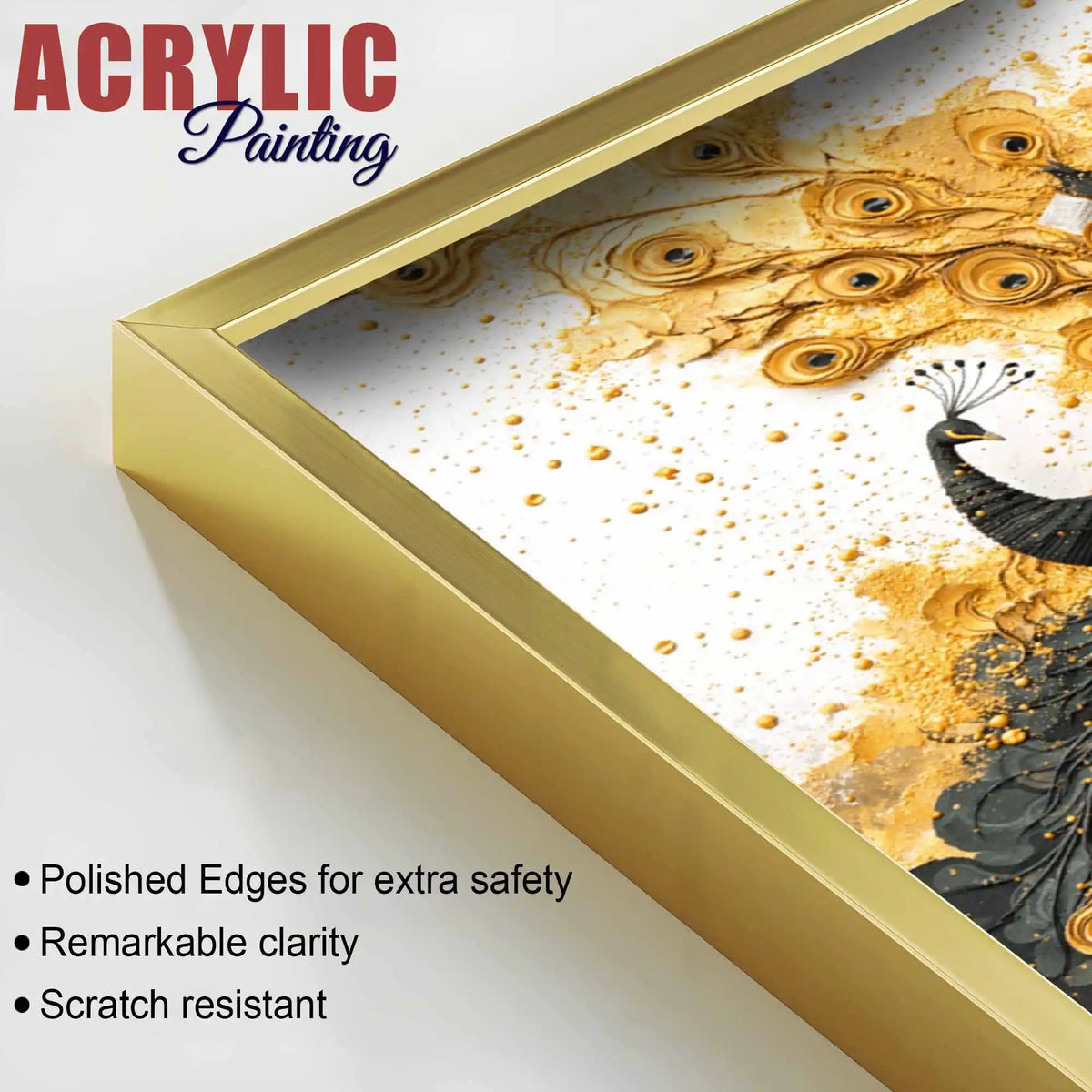 Divine Krishna with Peacock Floating Acrylic Painting Set of 3