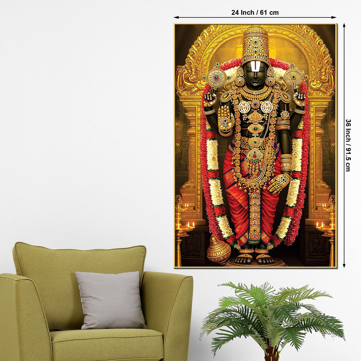 Divine Lord Balaji Wall Canvas Painting | Temple Style Decor