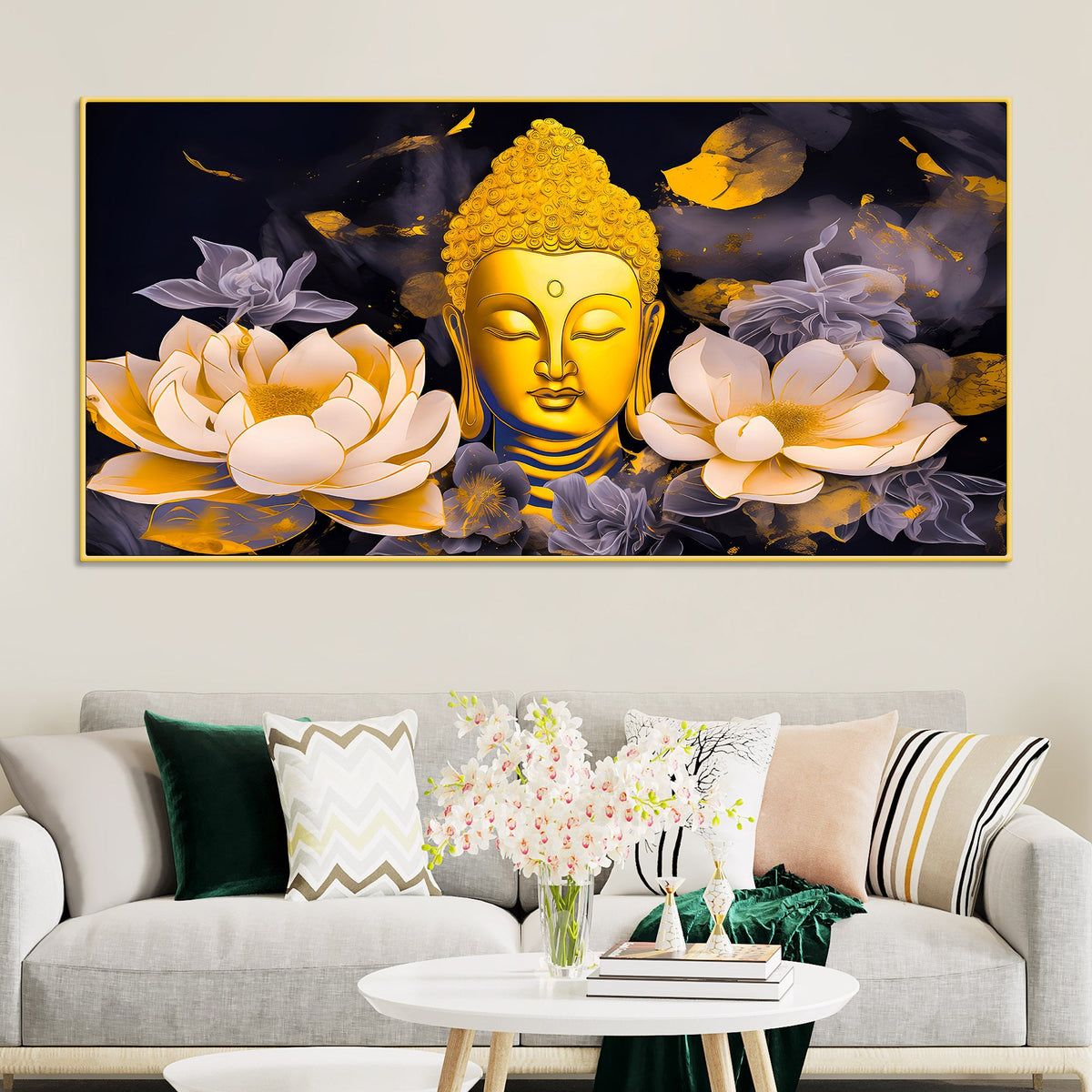 Divine Lord Buddha Canvas Painting for Home & Living Room