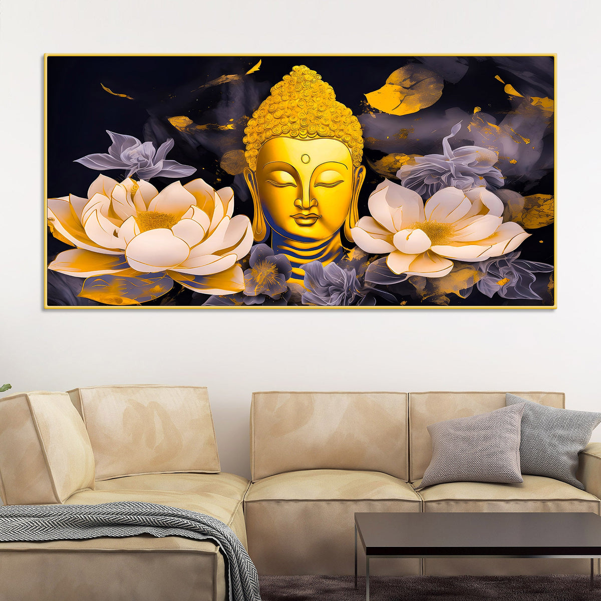 Divine Lord Buddha Canvas Painting for Home & Living Room
