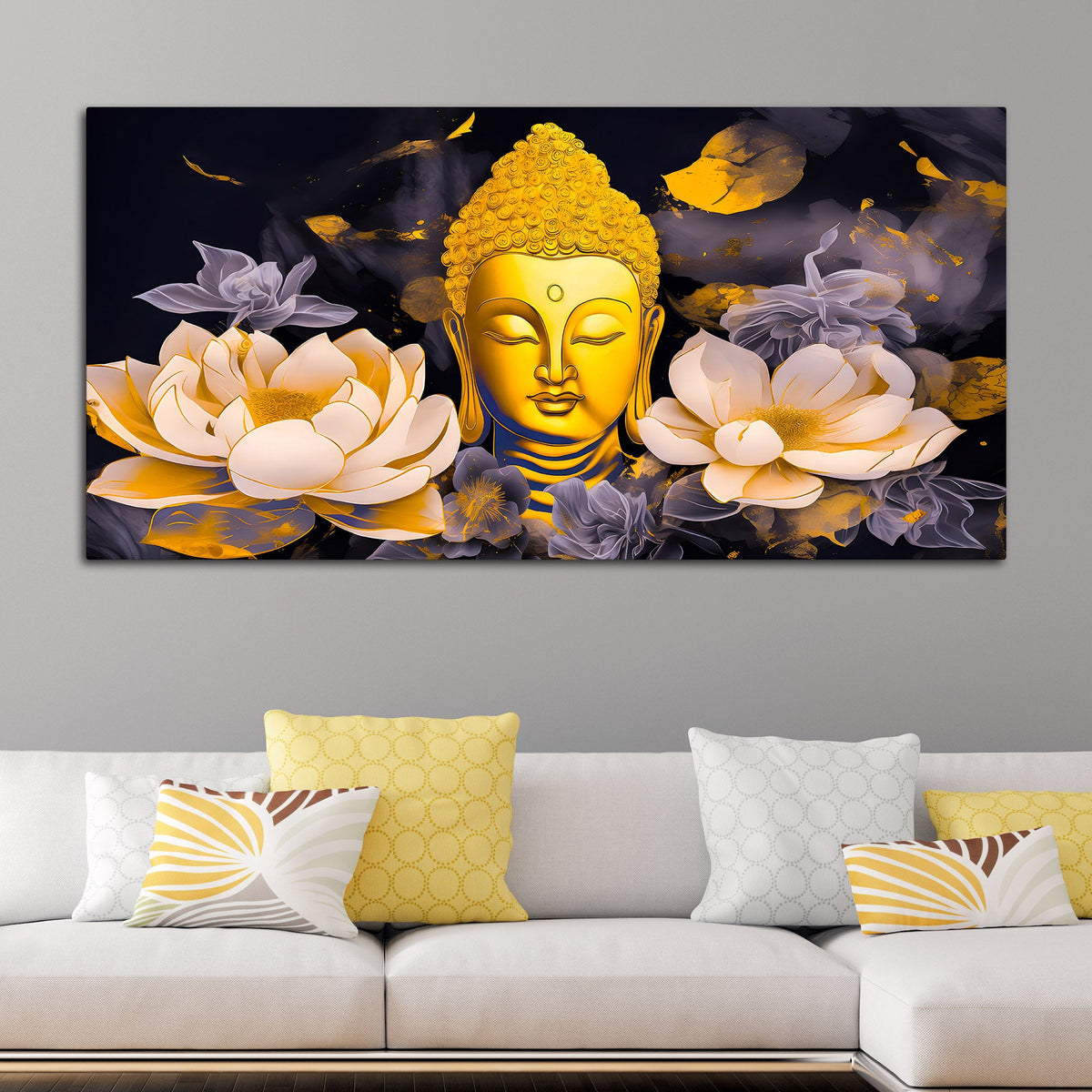 Divine Lord Buddha Canvas Painting for Home & Living Room