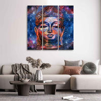 Divine Lord Buddha Head Wall Painting 3 Pieces