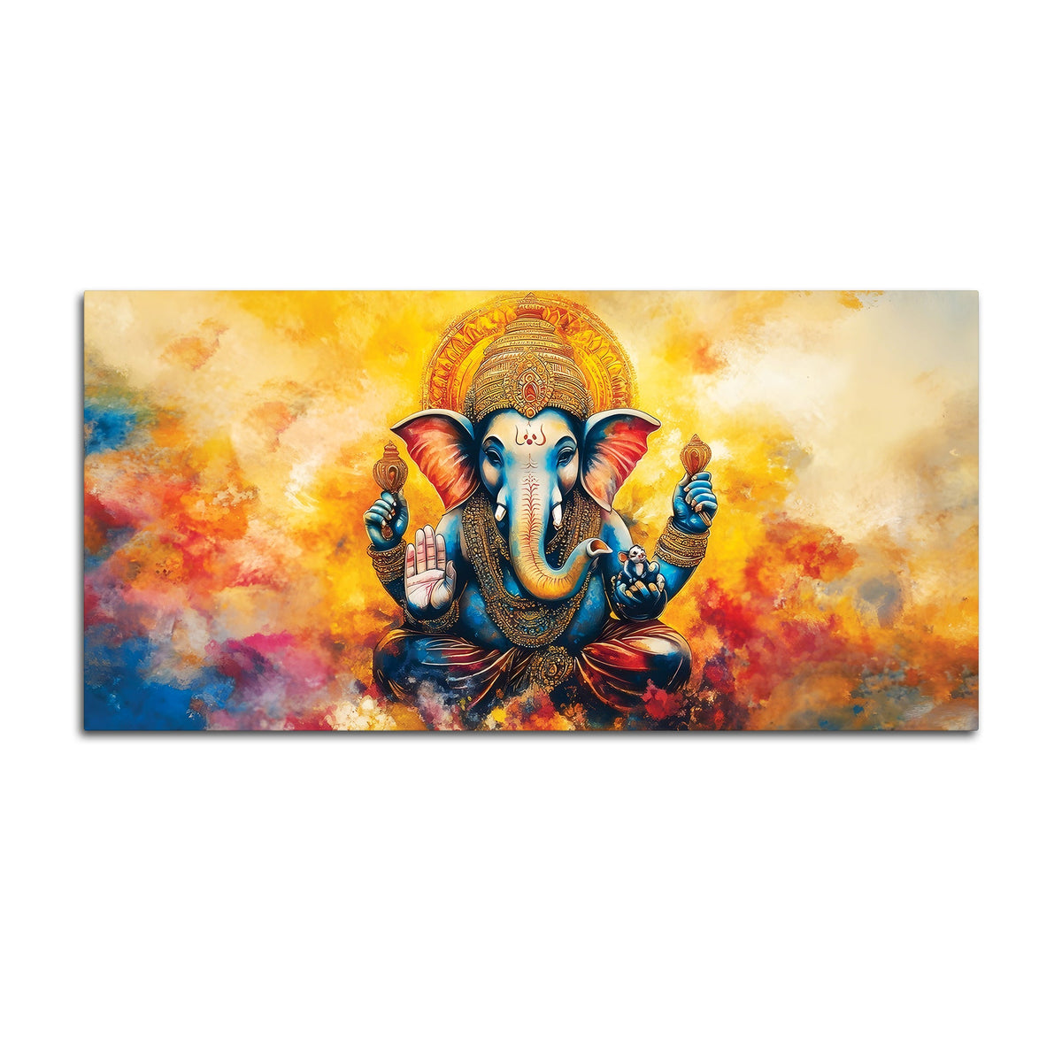 Divine Lord Ganesha Color Splash Spiritual Abstract Canvas Wall Painting for Home & Office – Colorful Spiritual Wall Art for Home Décor
