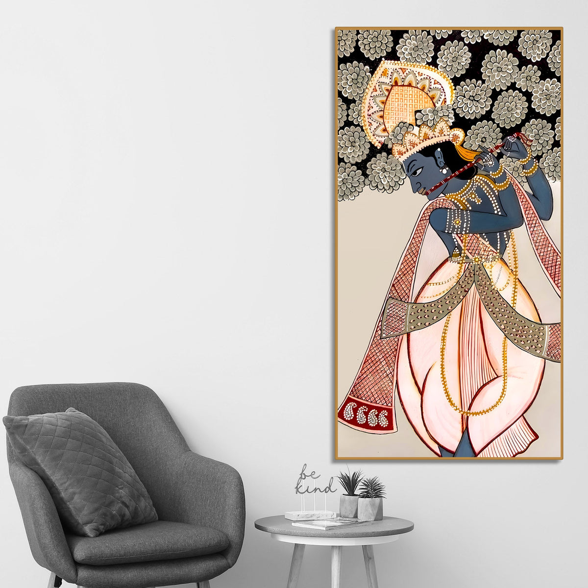 Divine Lord Krishna Canvas Painting | Elegant Spiritual Home Wall Decor
