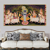 Divine Lord Krishna Pichwai Canvas Wall Painting