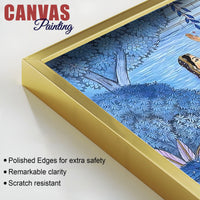 Divine Lord Krishna & Shree Radha in Lotus Lake with Gopikas Pichwai Canvas Wall Painting