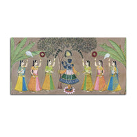 Divine Lord Shreenathji with Gopis Traditional Pichwai Canvas Wall Painting
