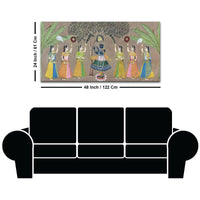Divine Lord Shreenathji with Gopis Traditional Pichwai Canvas Wall Painting