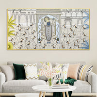 Divine Lord Shreenathji with Sacred Cows Pichwai Style Canvas Wall Painting for Home & Temple