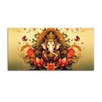 Divine Lord Shri Ganesha in Spiritual Lotus Flowers Artistic Canvas Wall Painting for Home & Office Decor – Modern Devotional Wall Art