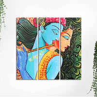 Divine Radha Krishna Canvas Wall Painting Set of 3 Pieces