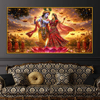 Divine Radha Krishna Dancing Floating Frame Crystal Wall Painting