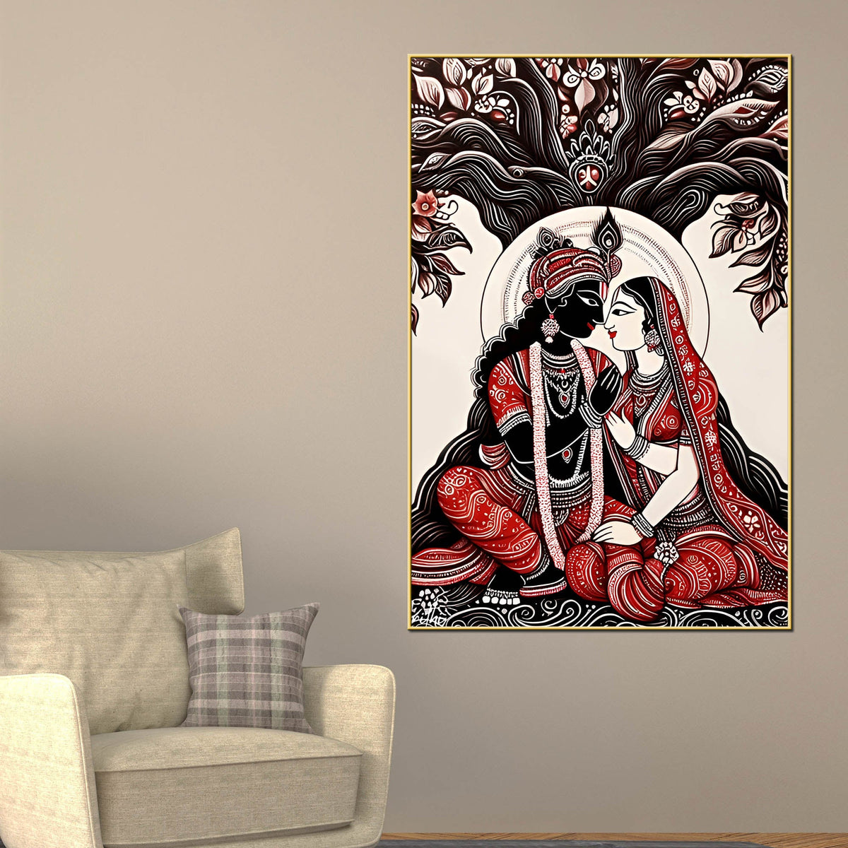 Divine Radha Krishna Love Canvas Wall Painting