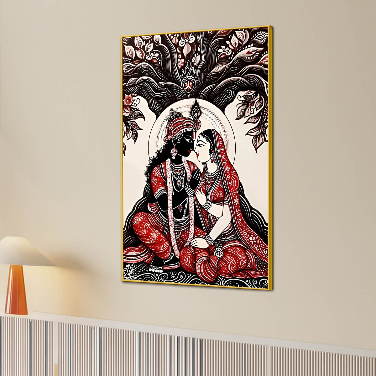 Divine Radha Krishna Love Canvas Wall Painting