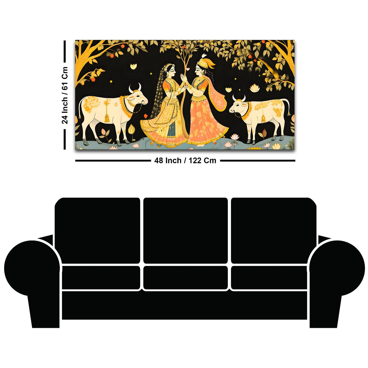 Divine Radha Krishna Pichwai Style Canvas Painting | Spiritual Indian Home Decor