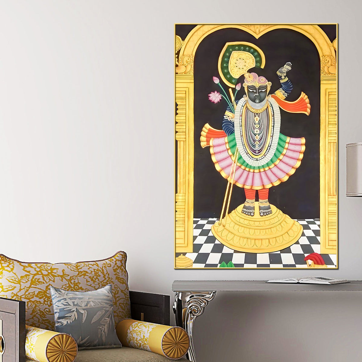 Divine Shreenathji Nathdwara Pichwai Canvas Wall Painting