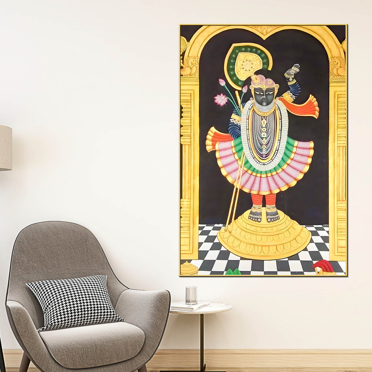 Divine Shreenathji Nathdwara Pichwai Canvas Wall Painting