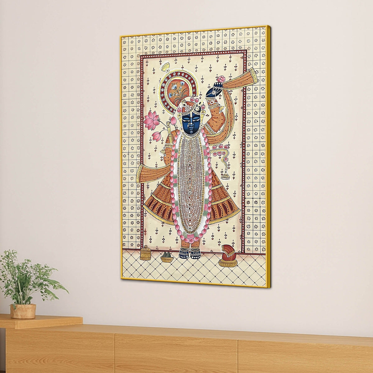 Divine Shrinath Ji Devotional Canvas Wall Painting for Home & Temple