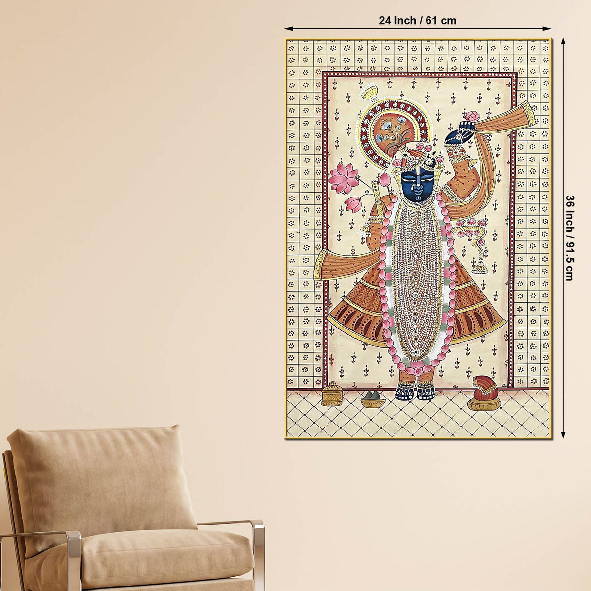 Divine Shrinath Ji Devotional Canvas Wall Painting for Home & Temple