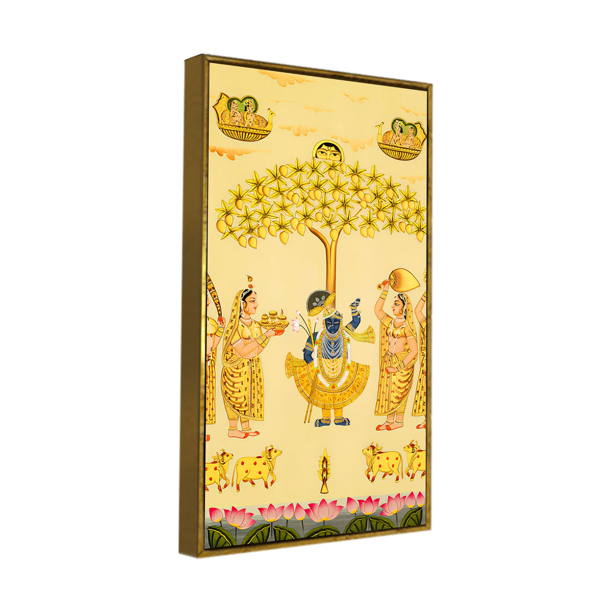 Divine Shrinathji Leela Canvas Painting | Traditional Indian Pichwai Art