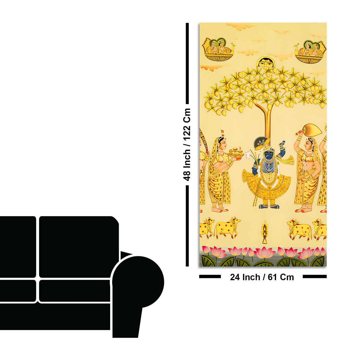 Divine Shrinathji Leela Canvas Painting | Traditional Indian Pichwai Art
