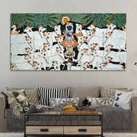 Divine Shrinathji with Cows Traditional Pichwai Painting