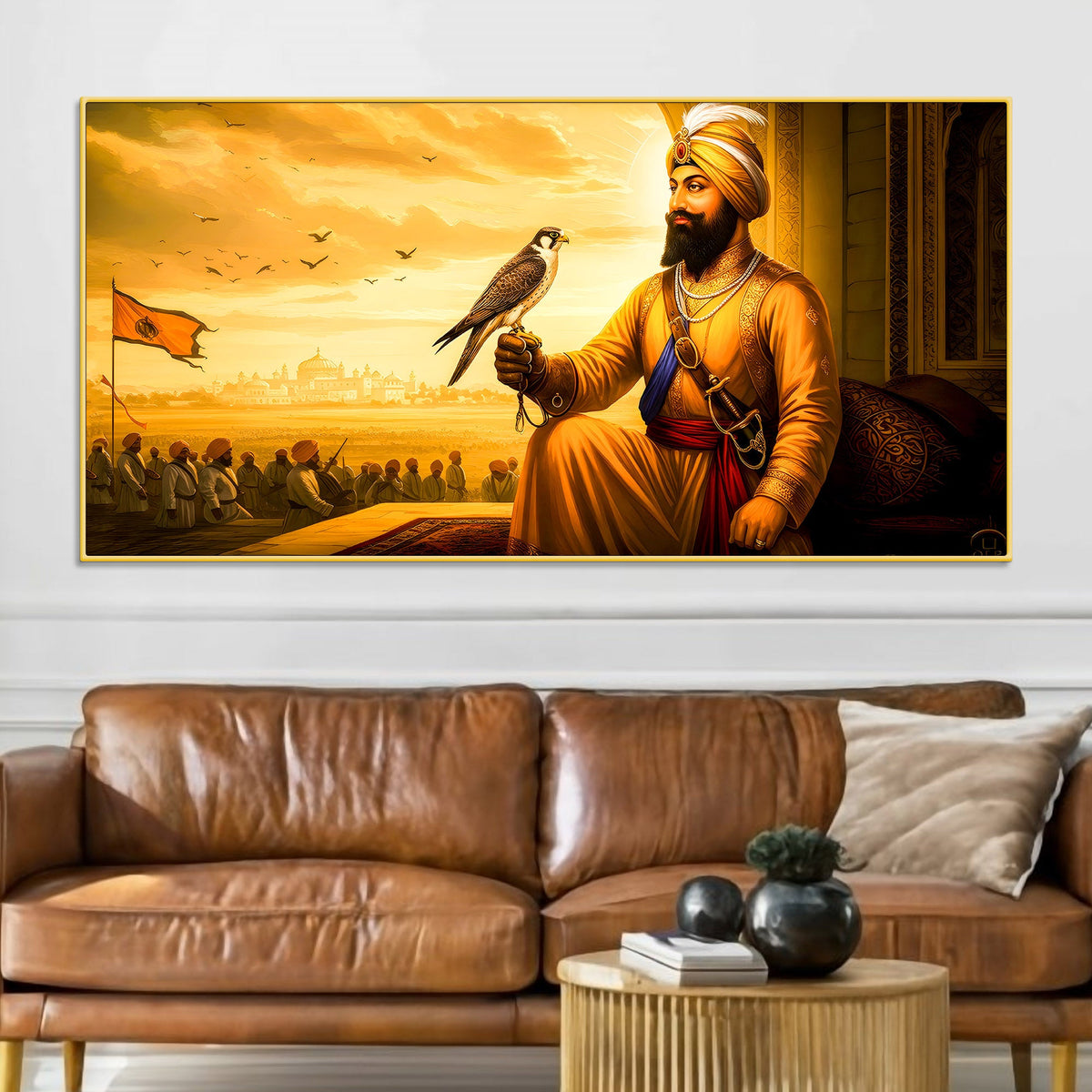 Divine Sikh Guru Ji Wall Painting with Religious Symbol