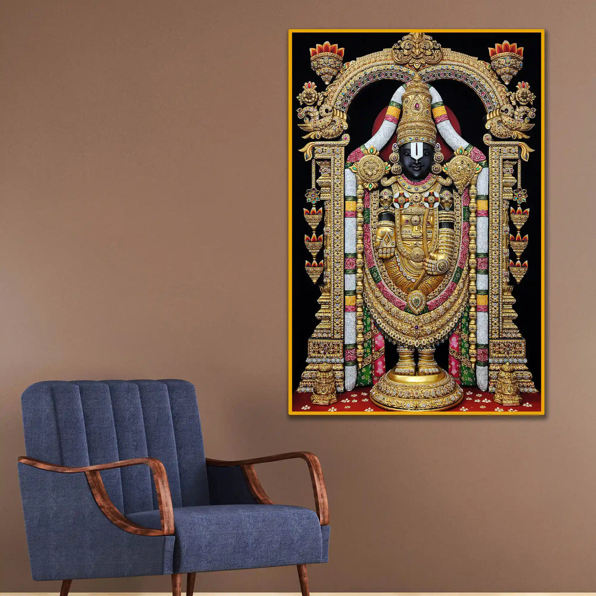 Divine Tirupati Balaji Floating Frame Crystal Wall Painting