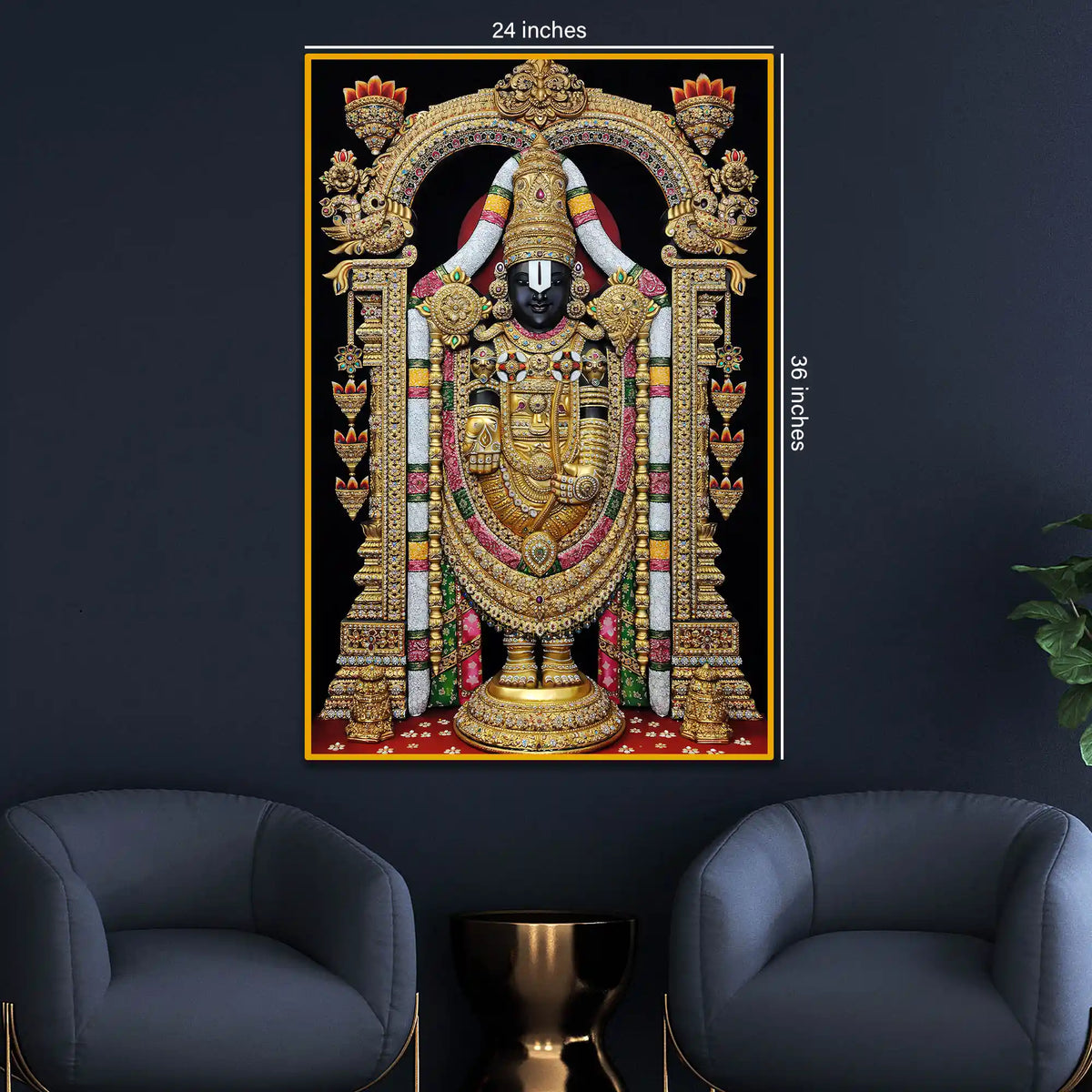 Divine Tirupati Balaji Floating Frame Crystal Wall Painting
