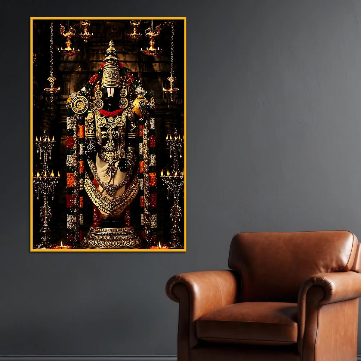 Divine Tirupati Balaji Floating Frame Crystal Wall Painting