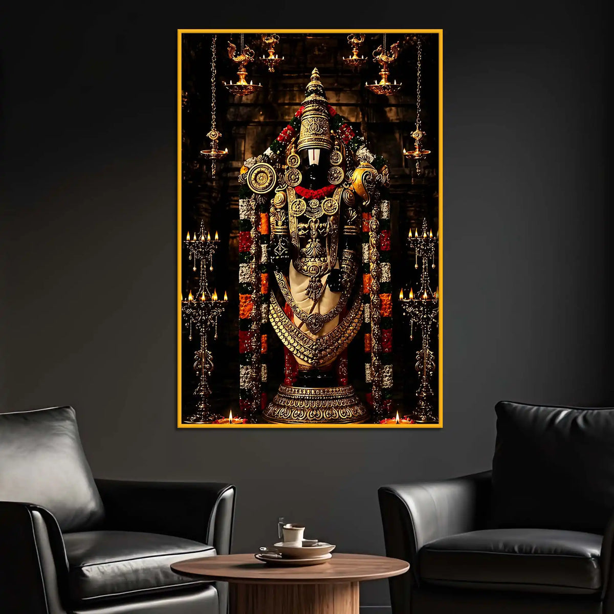 Divine Tirupati Balaji Floating Frame Crystal Wall Painting