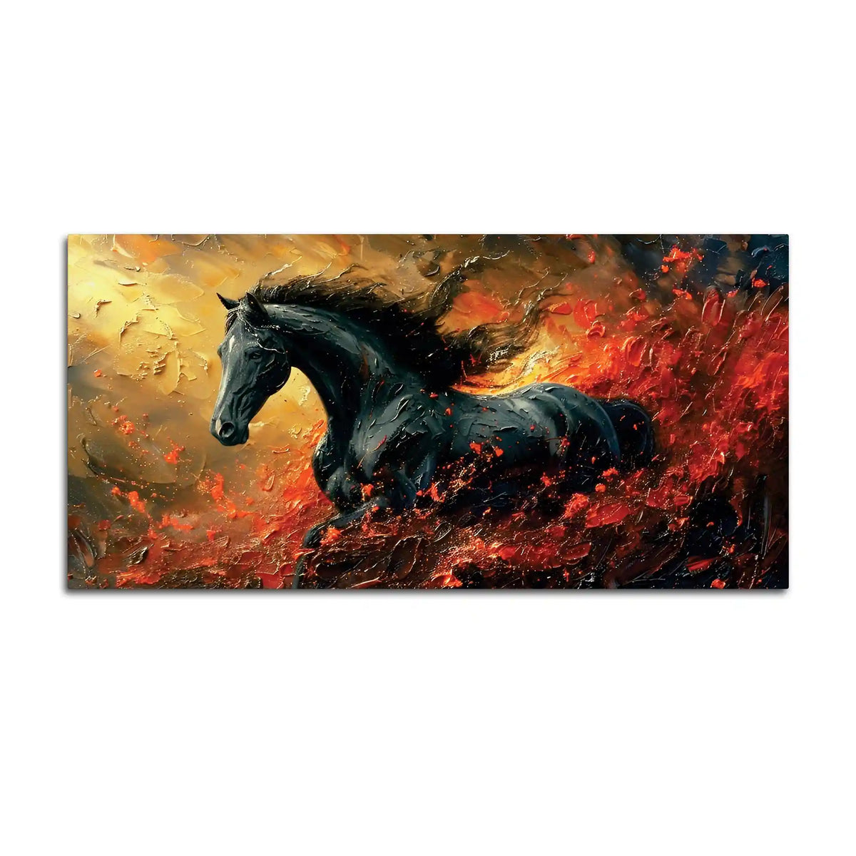 Dramatic Horse Canvas Wall Abstract Painting for Modern Homes