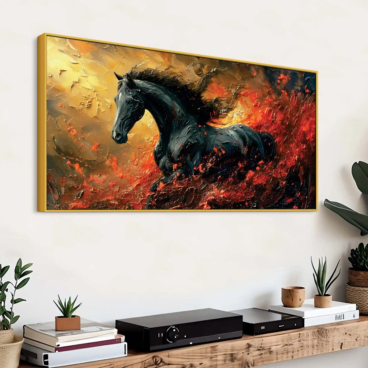 Dramatic Horse Canvas Wall Abstract Painting for Modern Homes