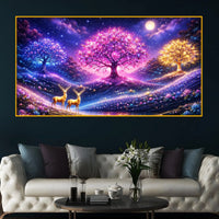 Dreamy Nature Scene Crystal Glass Painting for Office Wall Décor