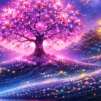 Dreamy Nature Scene Crystal Glass Painting for Office Wall Décor