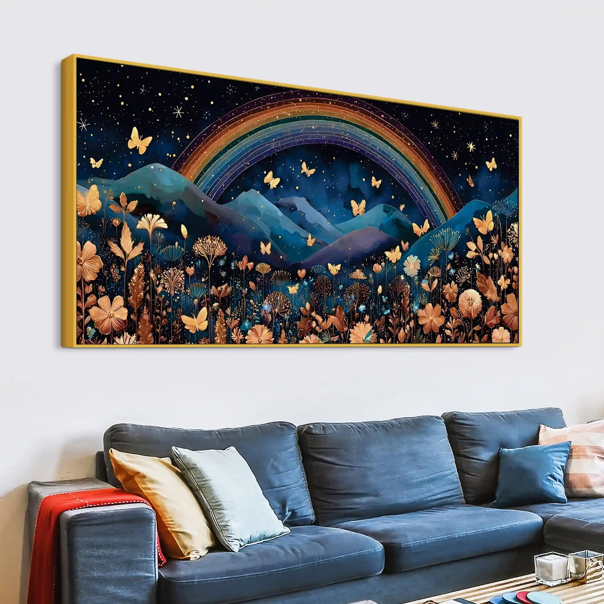 Dreamy Rainbow Abstract Canvas Painting for Home Interiors