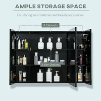 Dual LED Strip With Three Door Bathroom Mirror Cabinet