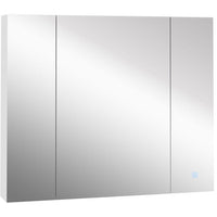 Dual LED Strip With Three Door White Bathroom Mirror Cabinet