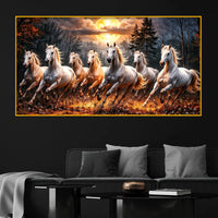 Dynamic Horse Group Wall Art Crystal Glass Finish Painting