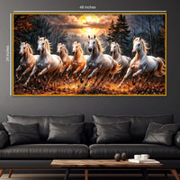 Dynamic Horse Group Wall Art Crystal Glass Finish Painting