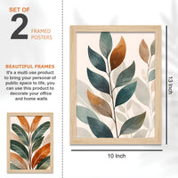 Earth Tone Minimal Art of Botanical Leaf Wall Frame Set of Four