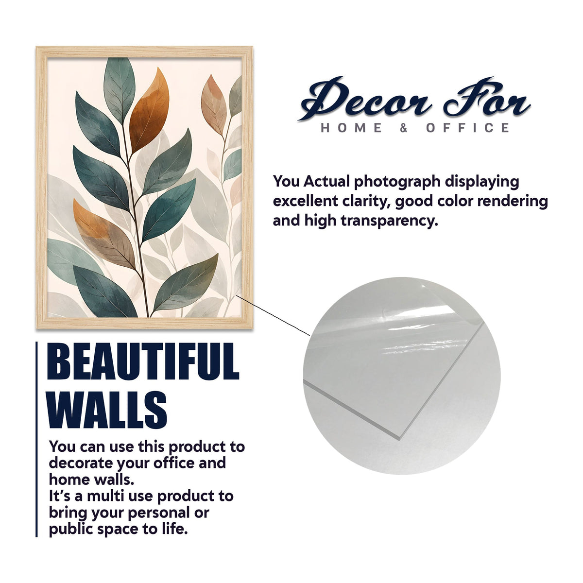 Earth Tone Minimal Art of Botanical Leaf Wall Frame Set of Four